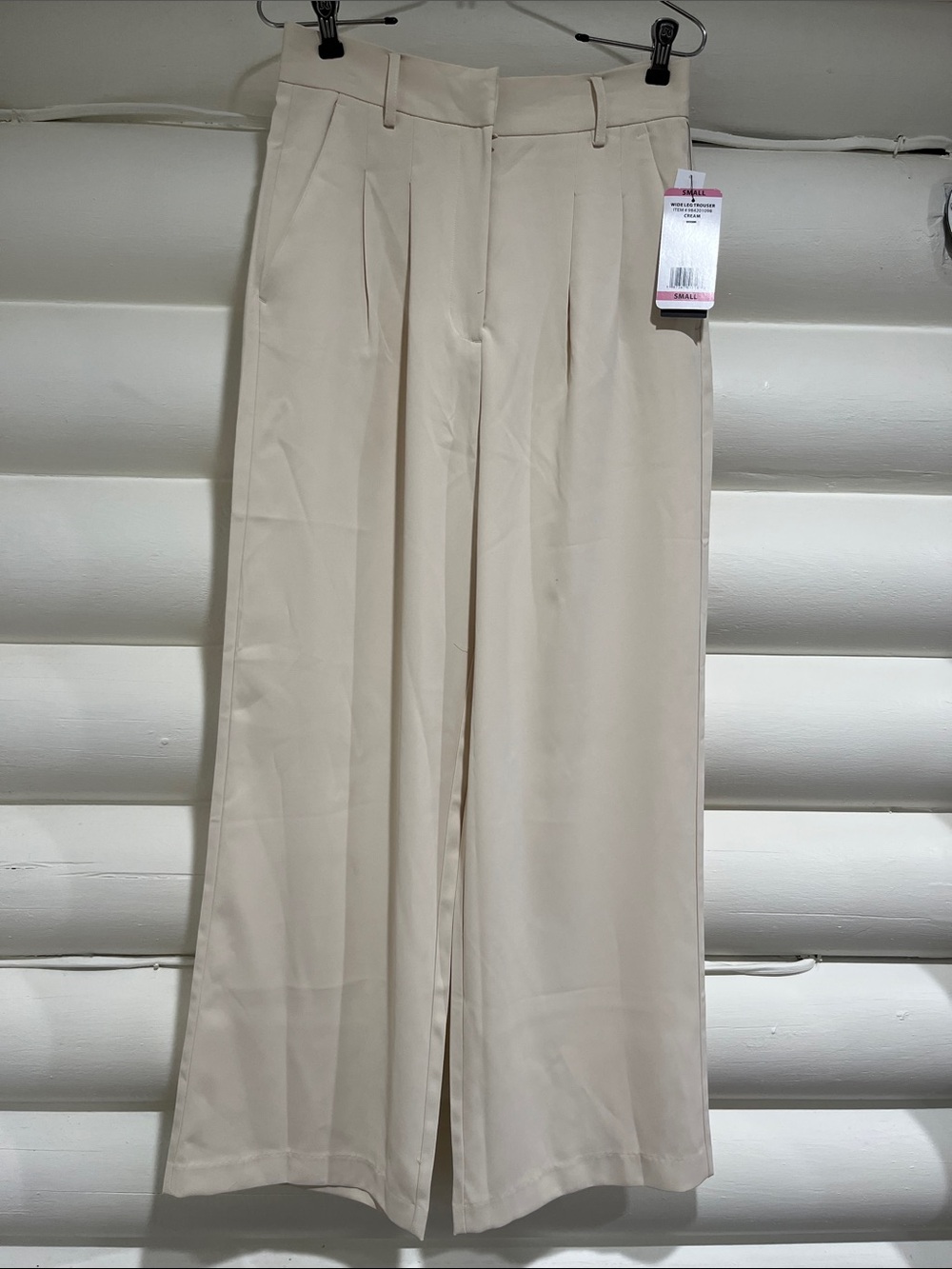 French Connection Cream Pleated Dress Trousers